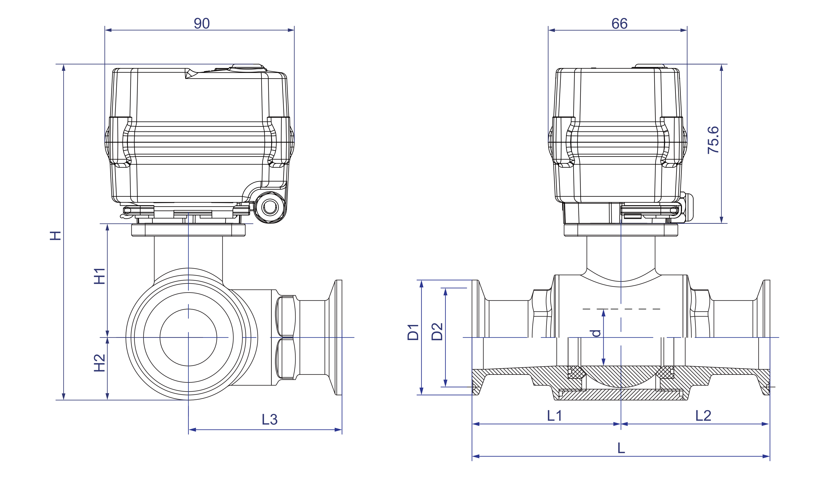 20,KLD100 3-way motorized ball valve (metal) 100-3WAY -2